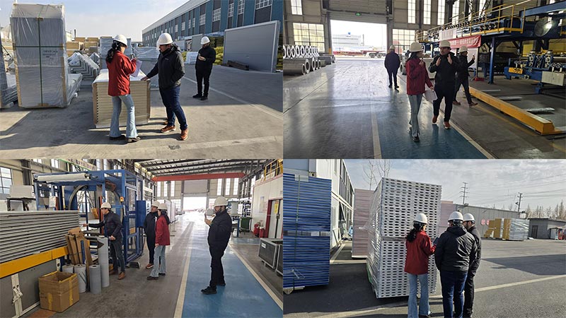 智利客户考察夹芯板生产车间